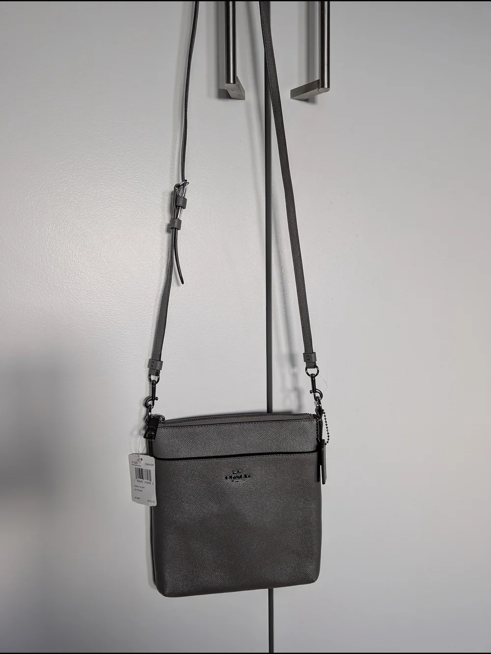 Coach Kitt Messenger Crossbody Bag in Gray Leather NWT